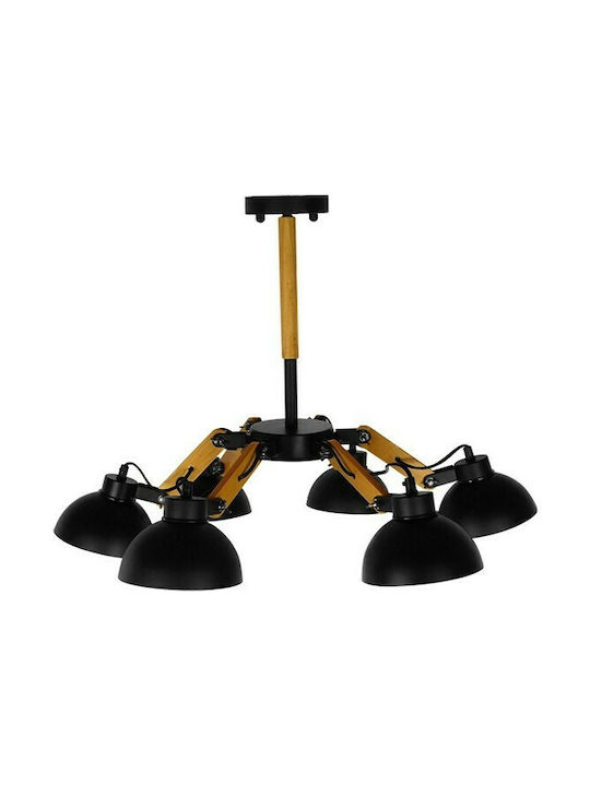 GloboStar Oldschool Pendant Light Black Bell for 6 Bulbs E27 75x75x40cm
