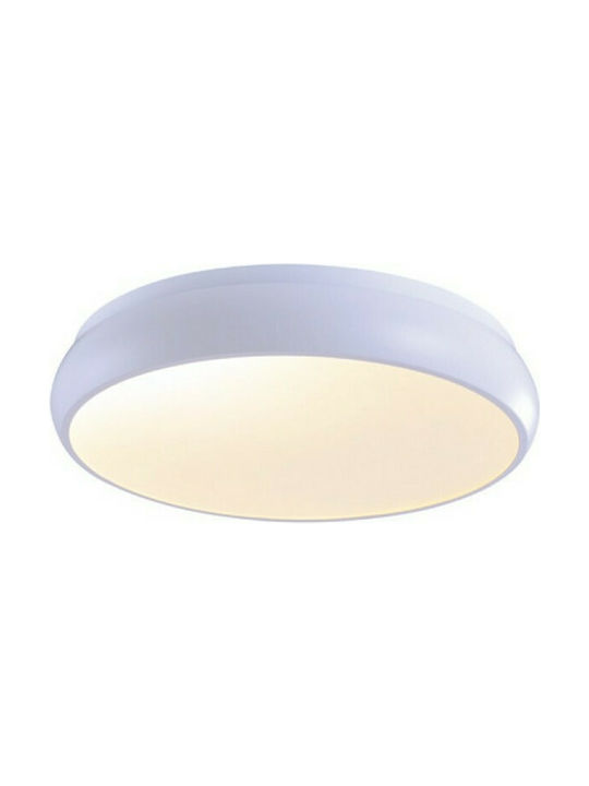 Aca Μοντέρνα Μεταλλική Πλαφονιέρα Οροφής με Ενσωματωμένο LED σε Λευκό χρώμα 60cm
