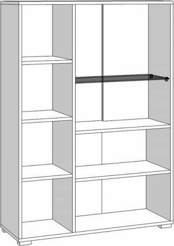 Trentino 2K VS1 Living Room Display Cabinet made of Particle Board with Glass and Lighting White / Black / White Lacquer 57.5x35x124cm