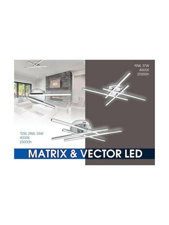 Vivalux Matrix Ceiling Mount Light 56cm Silver with Integrated LED