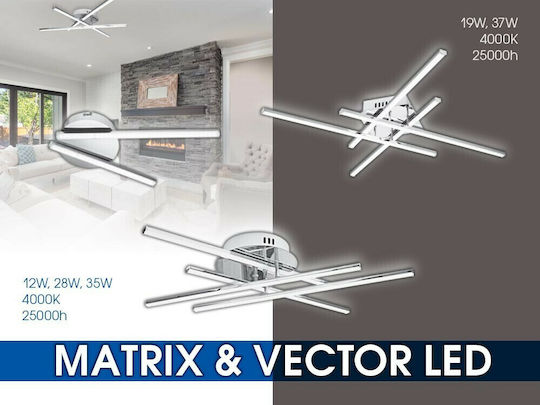 Vivalux Matrix Ceiling Mount Light 56cm Silver with Integrated LED