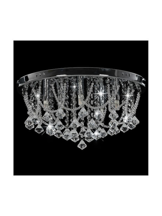 vidaXL Light Round Silver Beads Ceiling Mount Light 45cm Silver with Socket G9 with Crystals