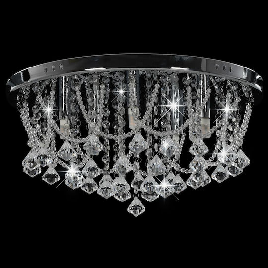 vidaXL Light Round Silver Beads Ceiling Mount Light 45cm Silver with Socket G9 with Crystals
