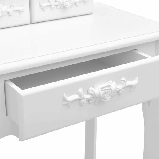 Wooden Makeup Dressing Table White with Mirror 50x59x136cm
