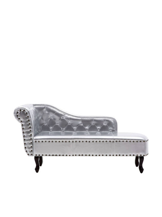 Vintage Ανάκλιντρο Chesterfield από Συνθετικό Δέρμα Γκρι Μ178xΠ60xΥ80εκ.