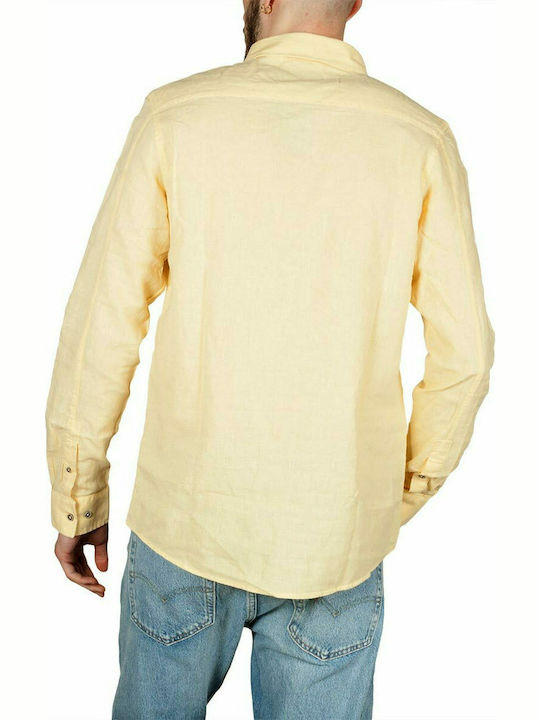 Anerkjendt Niko Men's Shirt Long Sleeve Linen Yellow 9219007-1013