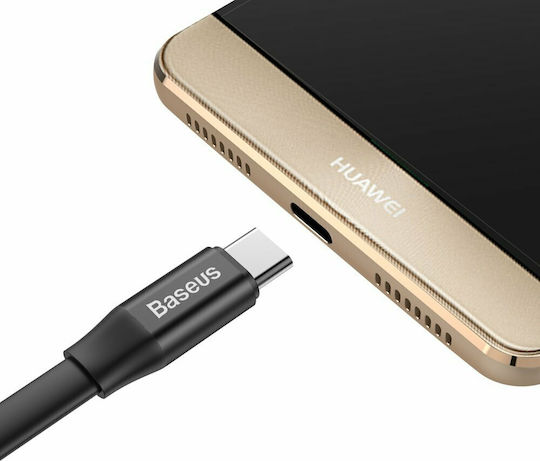 Baseus Nimble Flach USB Typ-C Kabel USB 2.0 männlich - USB-A 40W Schwarz 0.23m CATMBJ-01