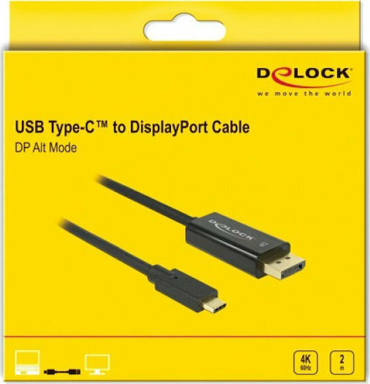 DeLock DeLock USB Typ-C Kabel USB 3.1 Männlich - DisplayPort Schwarz 2m 85256
