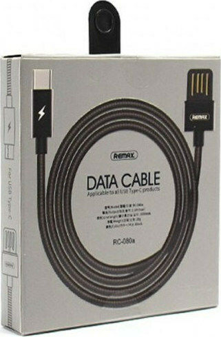 Remax Serpent RC-080a Braided USB 2.0 Cable USB-C male - USB-A Μαύρο 1m