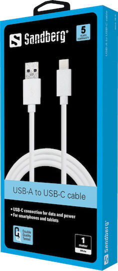 Sandberg USB 3.0 Kabel USB-C männlich - USB-A Weiß 1m (136-15)