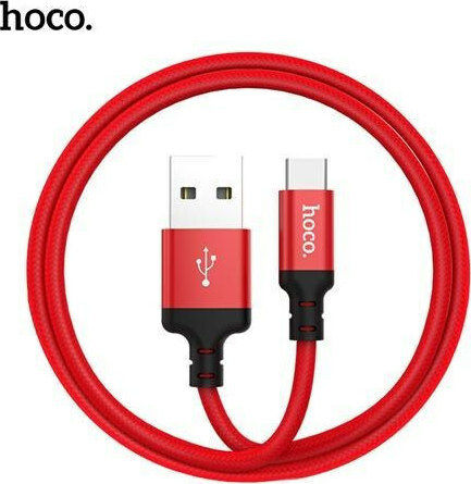 Hoco X14 High Speed Braided USB 2.0 Cable USB-C Male - USB-A 60W PD Red 2m HC-X14TR-2M
