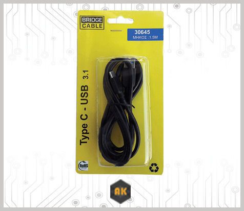 Bridge Cable USB Typ-C Kabel USB 3.1 männlich - USB-A Power Delivery (PD) Schwarz 1,5 m 30645