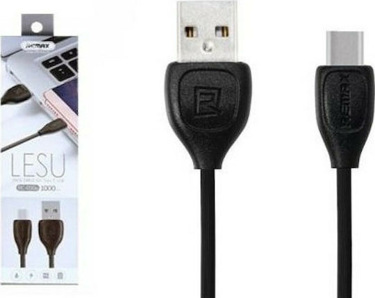 Remax Lesu RC-050a USB 2.0 Cable USB-C male - USB-A Μαύρο 1m
