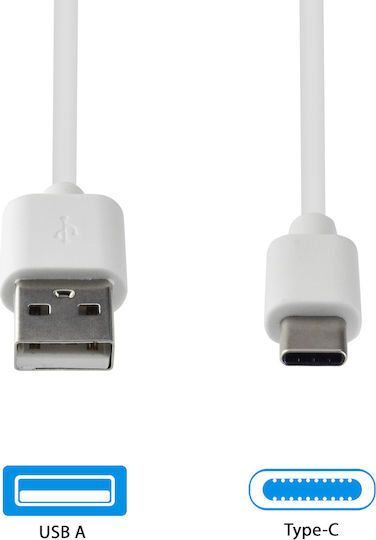 Lamtech USB 2.0 Cable USB-C male - USB-A 18W Λευκό 2m LAM446841