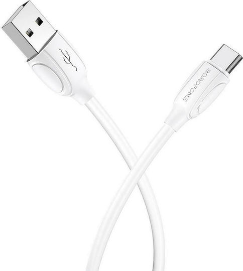 Borofone BX19 Benefit USB 2.0 Cable USB-C male - USB-A Λευκό 1m