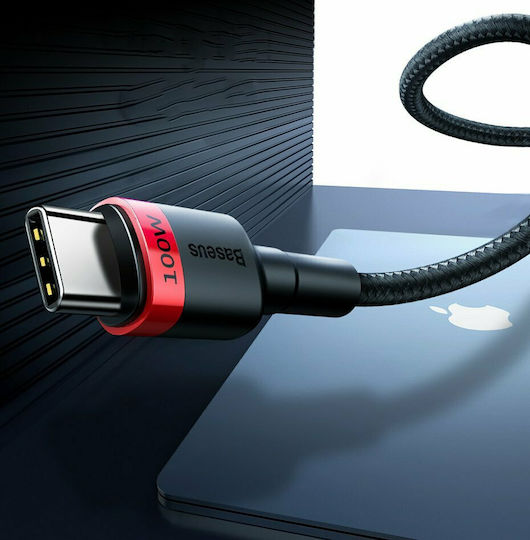 Baseus Cafule Плетен USB 2.0 Кабел USB-C Мъжки - USB-C 100W PD Червен 2m CATKLF-AL91