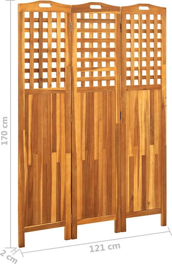 vidaXL Dekorativer Raumteiler Hölzernes mit 3 Paneelen Coffee 121x170cm