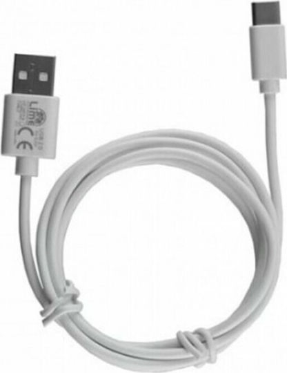 Lime L01 Редовна USB 2.0 Кабел USB-C мъжки - USB-A мъжки Бял 1м