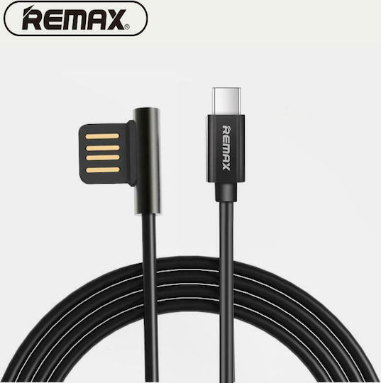 Remax Emperor RC-054a Angle (90°) / Regular USB 2.0 Cable USB-C male - USB-A Μαύρο 1m
