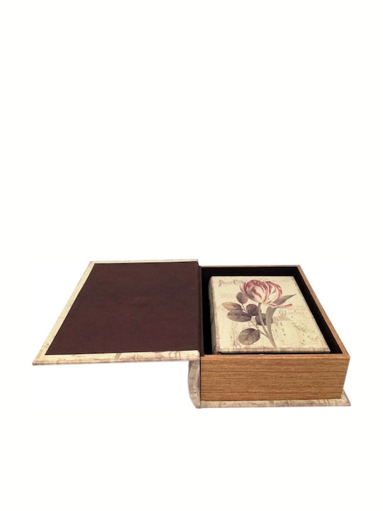 SP Souliotis Set of Wooden Decorative Boxes Flower Shaped as Book 2 Pieces