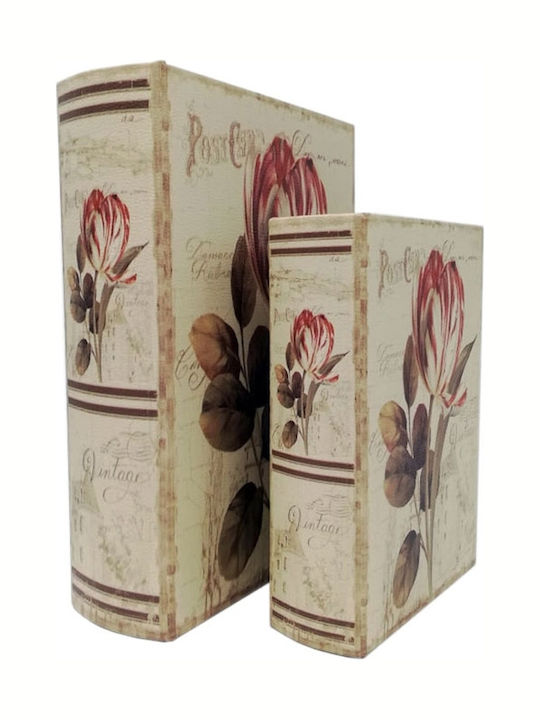 SP Souliotis Wooden Book Decorative Boxes Set Τουλίπες 2pcs