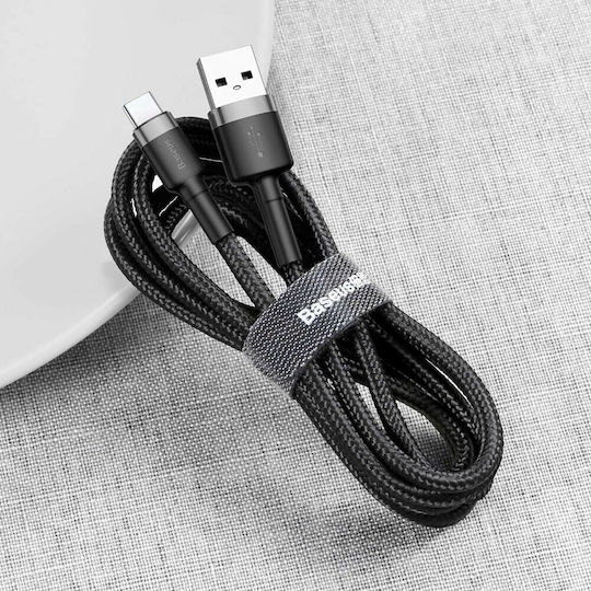 Baseus Cafule Braided USB 2.0 Cable USB-C Male - USB-A Black 0.5m CATKLF-AG1