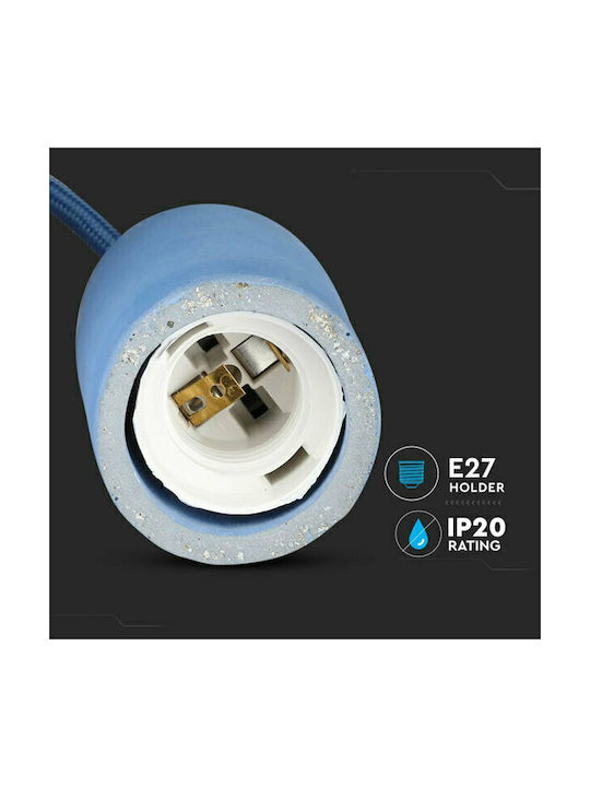 V-TAC Vt-7668 Κρεμαστό Φωτιστικό Μπλε με Ντουί E27 5εκ.