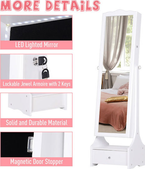 HomCom Floor Mirror with White Wooden Frame 150x45cm