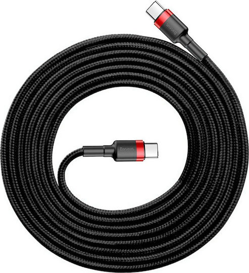 Baseus Cafule Braided USB 2.0 Cable USB-C Male - USB-C 60W PD Black 2m CATKLF-H91