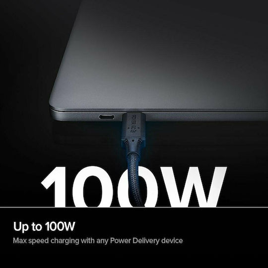 Spigen PB1800 USB 2.0 Cable USB-C male - USB-C 100W Μαύρο 1m 000CB24746
