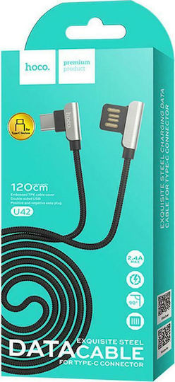 Hoco U42 Exquisite Steel Braided USB 2.0 Cable USB-C male - USB-A Μαύρο 1.2m HOC-U42c-BK