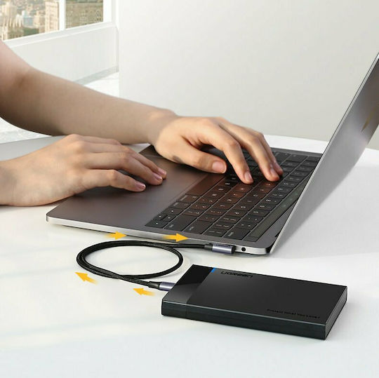 Ugreen US255 Angle (90°) / Braided USB 2.0 Cable USB-C male - USB-C 60W PD Μαύρο 2m 50125