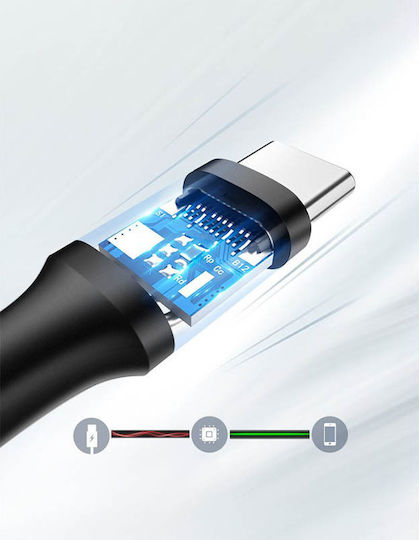 Ugreen US287 USB 2.0 Cable USB-C Male - USB-A 60W PD Black 0.5m 60115