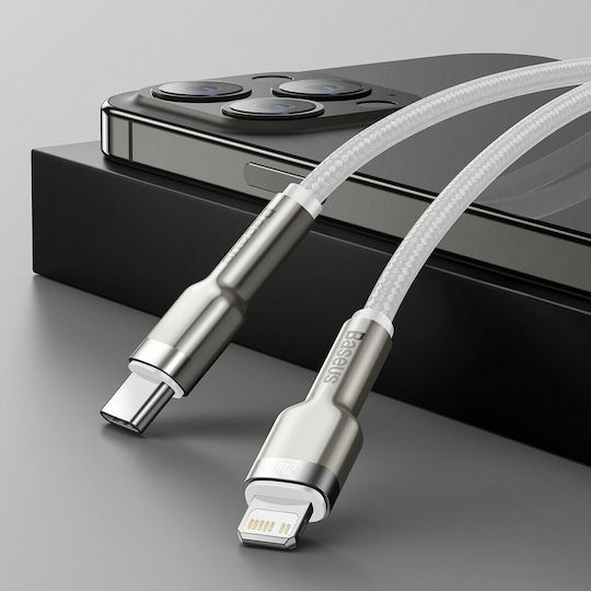 Baseus Cafule Metal Braided USB-C to Lightning Cable 20W White 2m (CATLJK-B02)