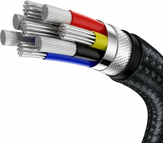 Baseus Cafule Metal Braided USB 2.0 Cable USB-C Male - USB-C 100W PD Black 2m CATJK-D01