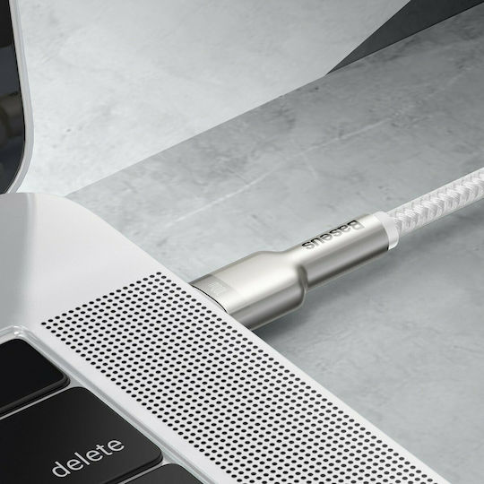 Baseus Cafule Metall Geflochtenes USB 2.0 Kabel USB-C männlich - USB-C 100W PD Weiß 2m CATJK-D02