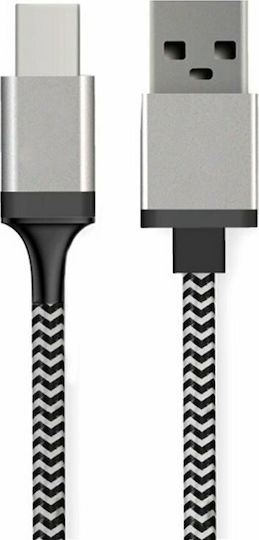 Powertech Braided USB 2.0 Cable USB-C male - USB-A 25W Γκρι 1.5m CAB-U130