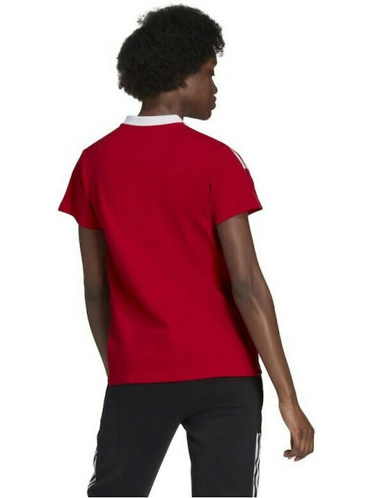 Adidas Tiro 21 Polo Γυναικείο Αθλητικό T-shirt Κόκκινο