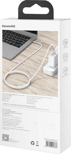 Baseus Cafule Metall Geflochtenes USB 2.0 Kabel USB-C männlich - USB-C 100W PD Weiß 1m CATJK-C02