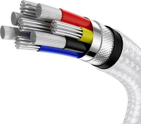 Baseus Cafule Metall Geflochtenes USB 2.0 Kabel USB-C männlich - USB-C 100W PD Weiß 1m CATJK-C02
