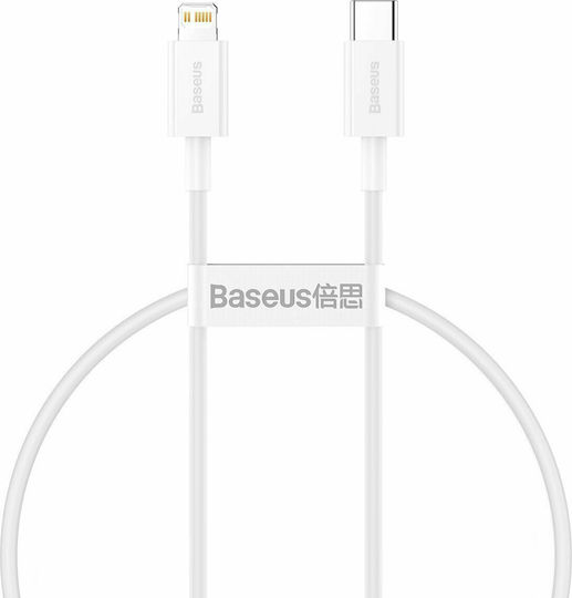 Baseus Superior Редовна USB-C към Lightning кабел 20W Бял 0.25м
