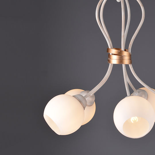 Aca Elegant Pendant Light White Bell for 5 Bulbs E27 48x53cm