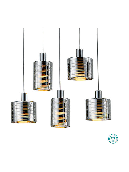 Viokef Charlotte Pendant Suspension Rail for 5 Bulbs E27 Silver