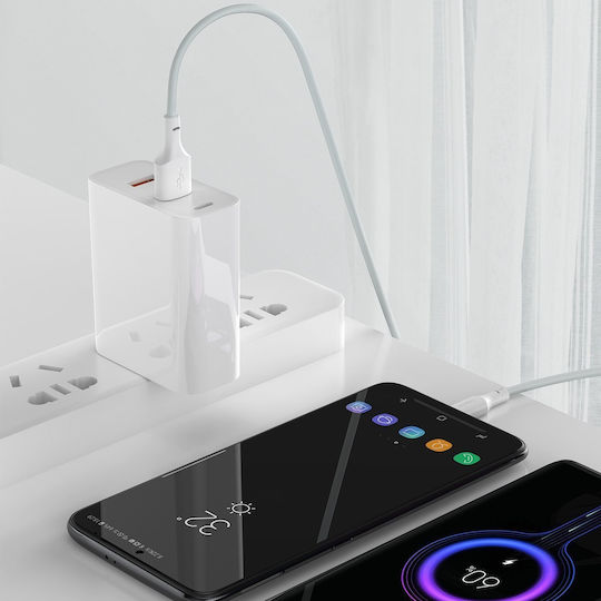 Baseus Simple Wisdom USB 2.0 USB-C Male - USB-A Cable 40W White 1.5m TZCATZJ-02 2 Pcs