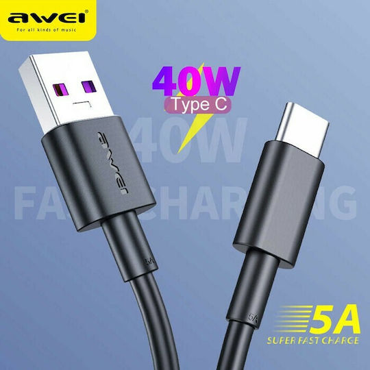 Awei CL-77T USB 2.0 Cable USB-C male - USB-A Μαύρο 1m