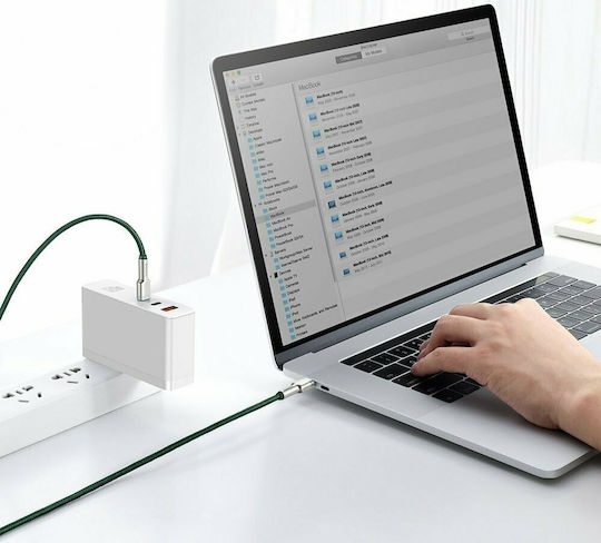 Baseus Cafule Metal Плетен USB 2.0 Кабел USB-C Мъжки - USB-C 100W PD Зелен 2m CATJK-D06