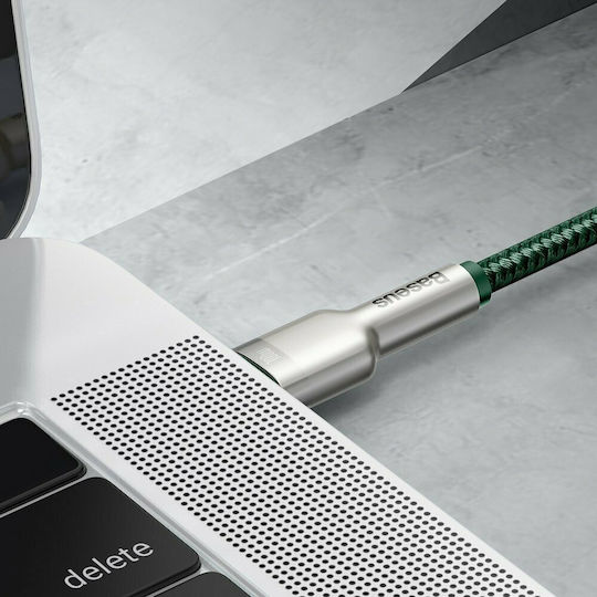Baseus Cafule Metal Плетен USB 2.0 Кабел USB-C Мъжки - USB-C 100W PD Зелен 2m CATJK-D06