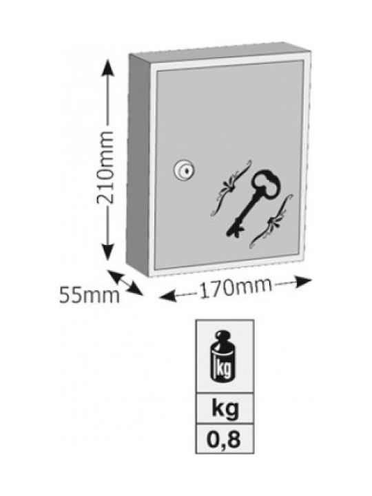 Viometal LTD Agățătoare Chei De Perete Metalică 1310 10 Compartimente Albă 10 Compartimente Cu Încuietoare 17x5.5x21cm