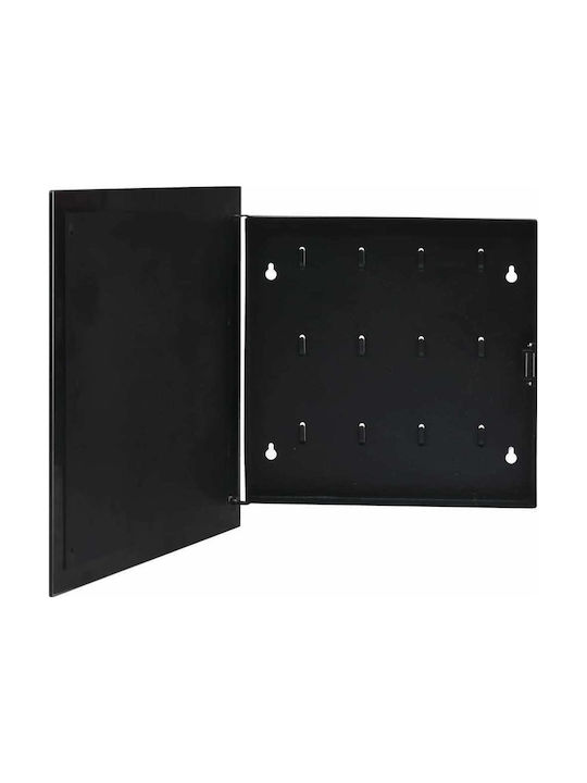 vidaXL Wand-Schlüsselbox Metallisch Schwarz 12 Haken 35x5.5x35cm