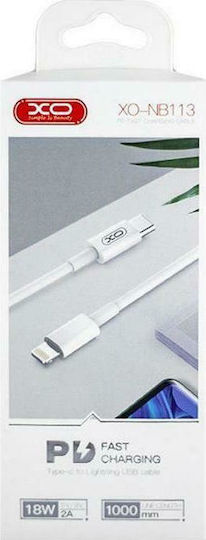 XO NB113 USB-C to Lightning Cable 18W White 1m